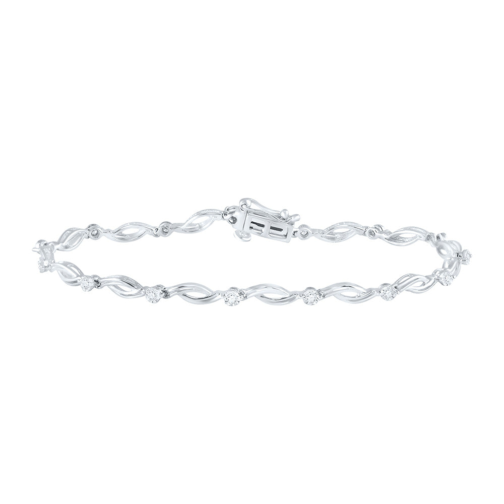 10K Yellow Or White Gold  Womens Round Diamond Fashion Bracelet 1/4 Cttw