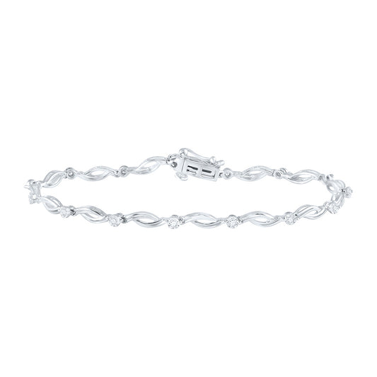 10K Yellow Or White Gold  Womens Round Diamond Fashion Bracelet 1/4 Cttw
