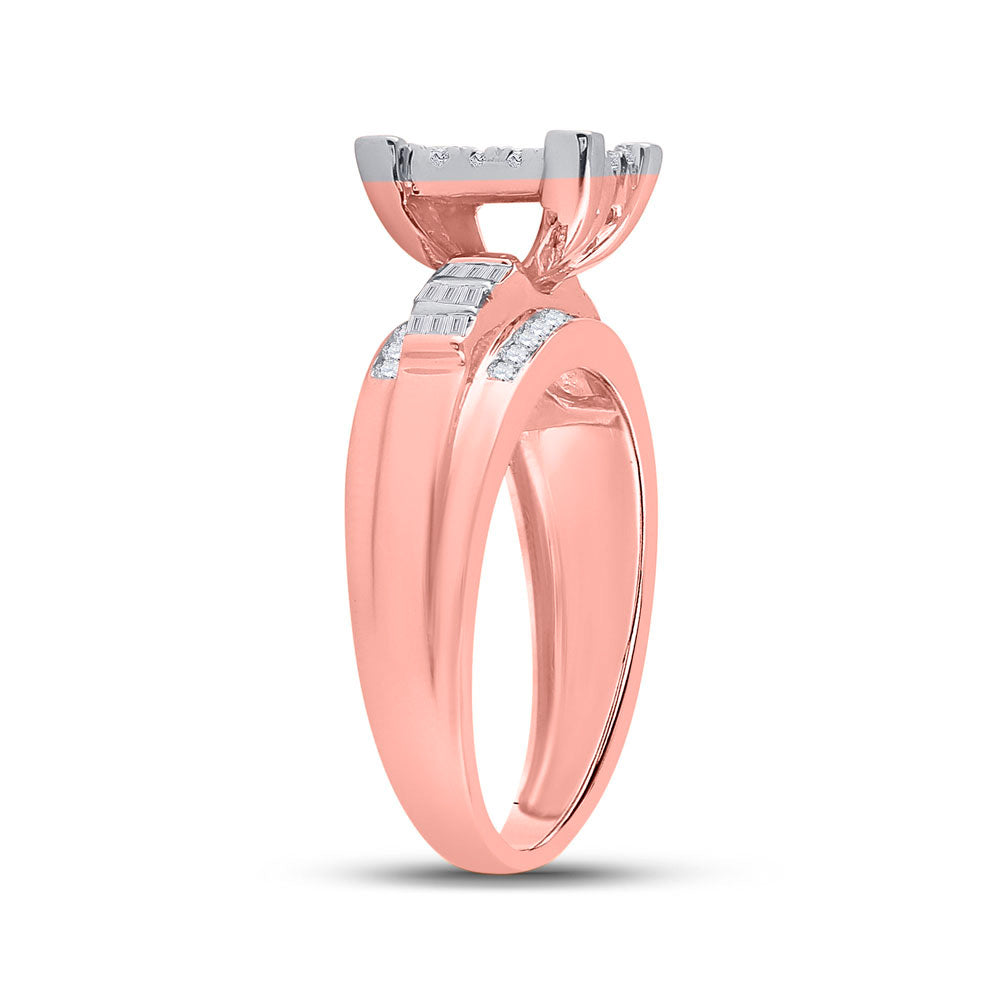 10K Rose Gold Round Diamond Cluster Bridal Wedding Engagement Ring 1/2 Cttw, Womens Size: 5-10