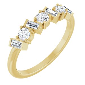 14K Yellow Gold Round 3 Mm 1/2 Ctw Natural Diamond Anniversary Band Size 7