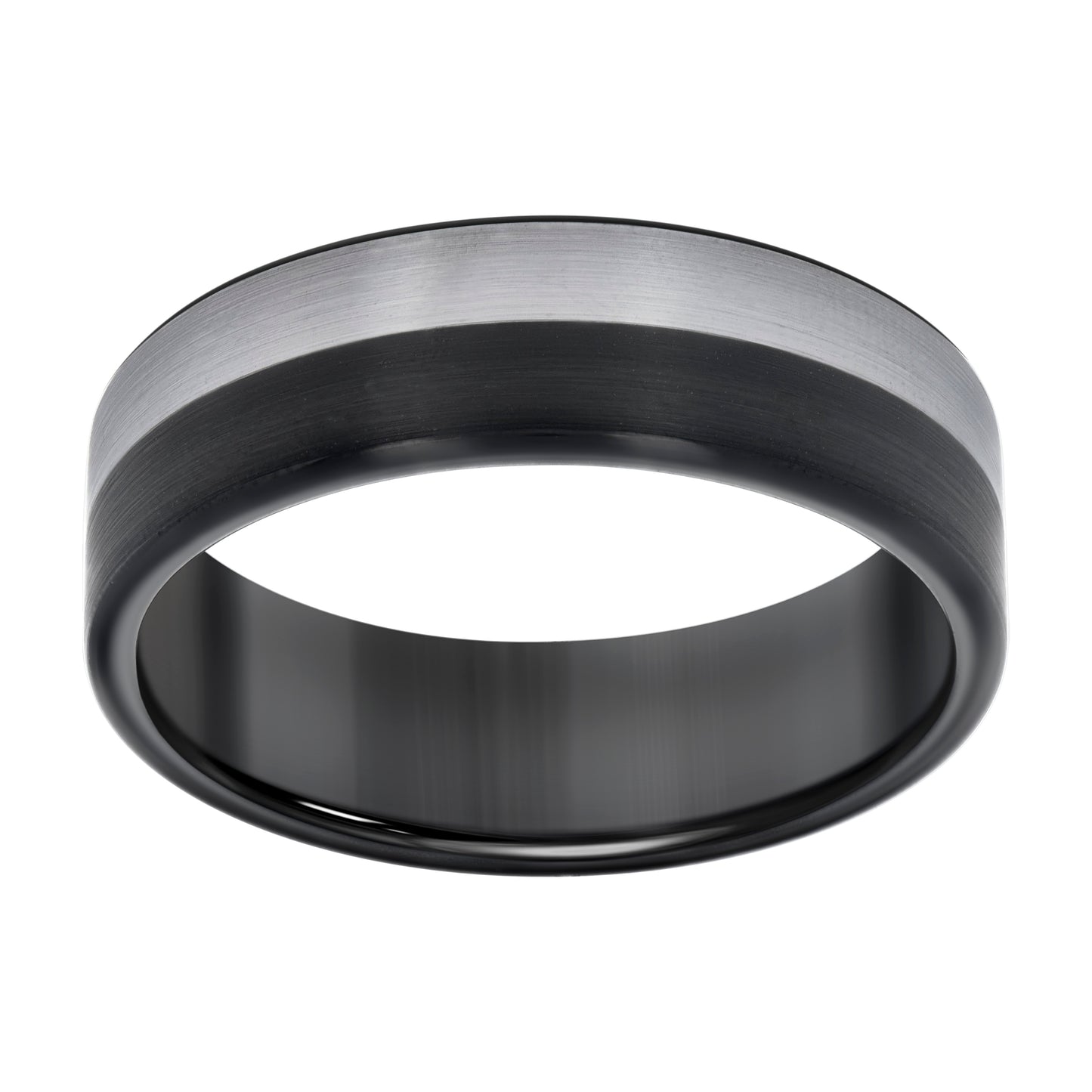 Tungsten Black & White Mens Comfort-fit Bridal Anniversary Engagement Wedding Band