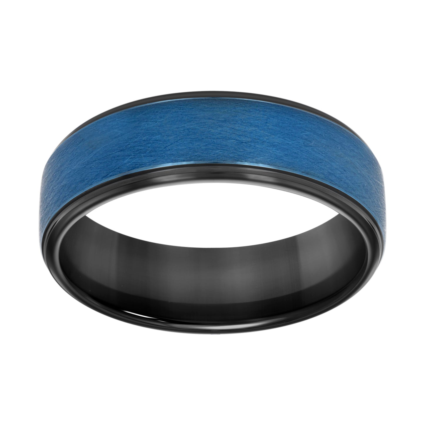 Tungsten Black & Blue Mens Comfort-fit Bridal Anniversary Engagement Wedding Band