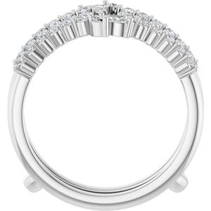 14K White Gold Natural Diamond Marquise 3 X 1.5 Mm Natural Diamond Polished 3/8 Ctw Natural Diamond Ring Guard Size 7
