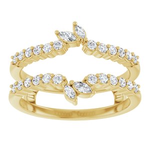 14K Yellow Gold Natural Diamond Marquise 3 X 1.5 Mm Natural Diamond Polished 3/8 Ctw Natural Diamond Ring Guard Size 7