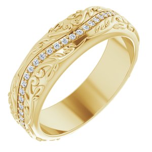 14K Yellow Gold Round 1 Mm G-H Si2-Si3 1/5 Ctw Natural Diamond Band Size 8