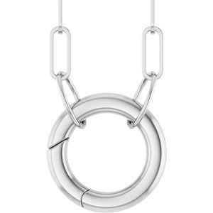 14K White Gold 12 X 12 Mm 16 In Polished Circle Charm Necklace