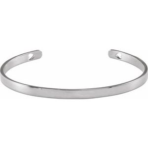 Sterling Silver Engravable Heart Pierced Cuff 7" Bracelet