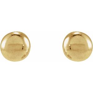 14K Yellow Gold 1.6 X 1.6 Mm Pair 6 Mm Polished 1 Bead Stud Earrings With Press Fit Posts And Backs