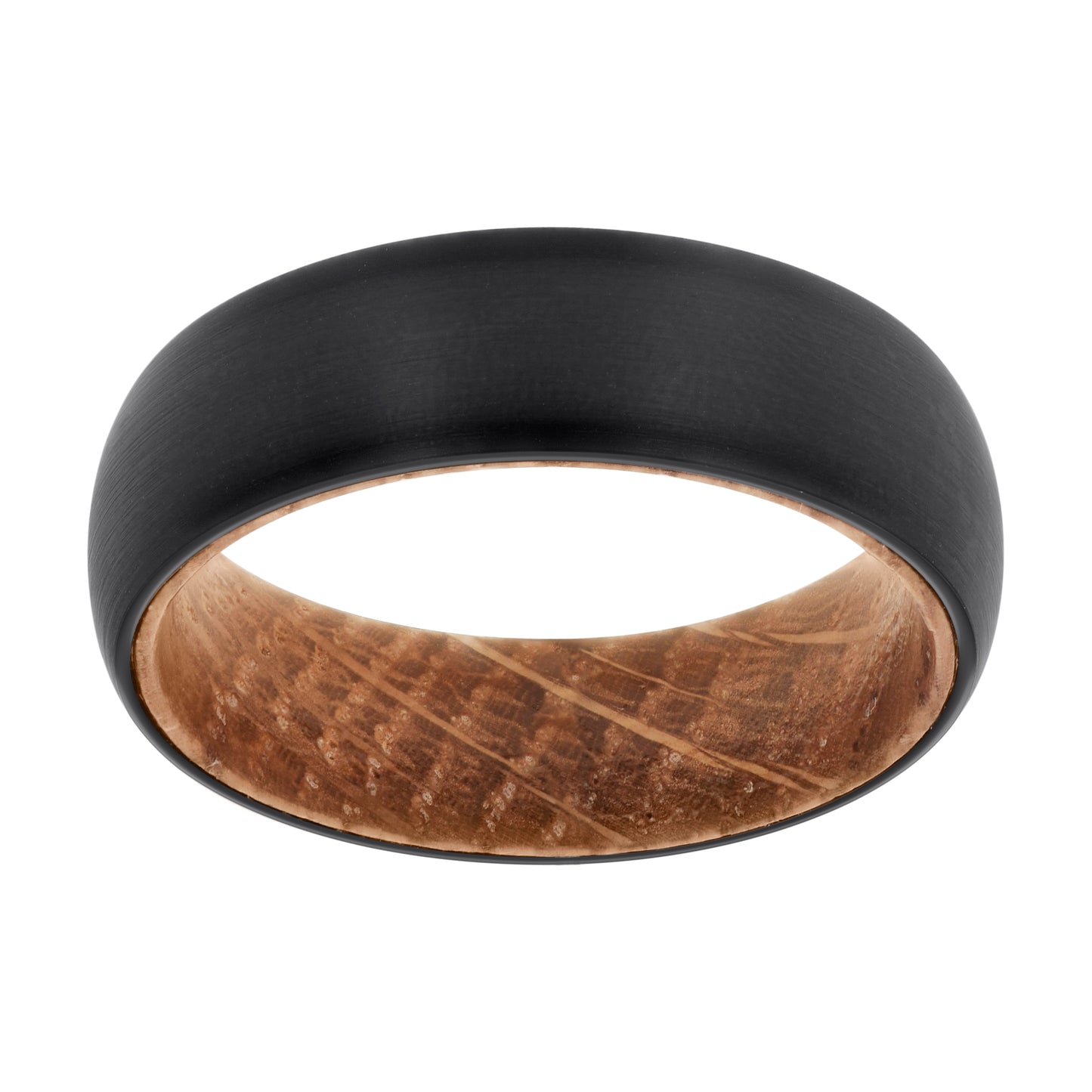 Tungsten Black Mens Wood Interior Comfort-fit Bridal Anniversary Engagement Wedding Band