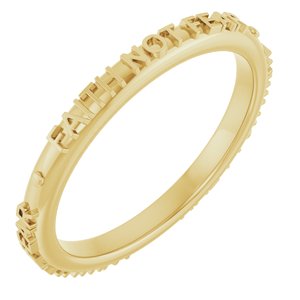 14K Yellow Gold Faith Not Fear Ring Size 7