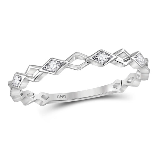 10K White Gold Womens Round Diamond Stackable Band Ring 1/20 Cttw, Womens Size: 5-10