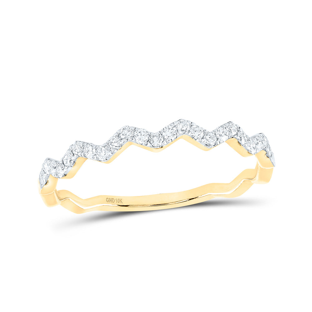 10k Yellow Or Rose Gold  Womens Round Diamond Zigzag Stackable Band Ring 1/5 Cttw, Womens Size: 5-10