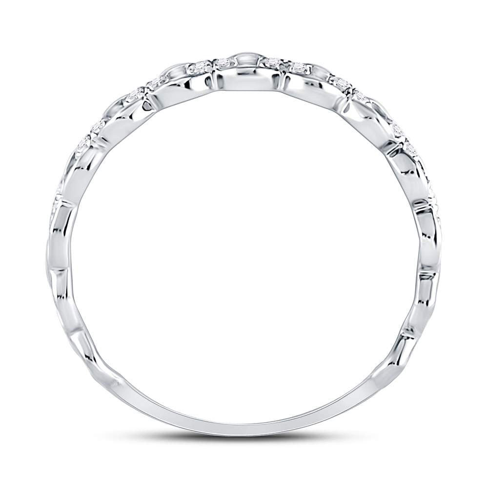 10K Rose Or White Gold  Womens Round Diamond Link Stackable Band Ring 1/8 Cttw, Womens Size: 5-10