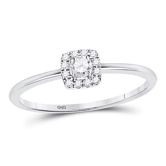 10K White Gold Womens Round Diamond Solitaire Stackable Band Ring 1/5 Cttw, Womens Size: 5-10