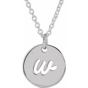 14K Yellow Gold Or Sterling Silver 9.94 X 9.95 Mm 16-18 In Polished Script Initial Necklace