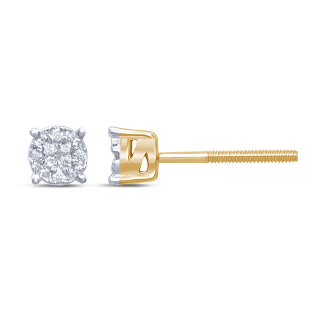 10K Yellow Or White Gold 0.10-0.14 Cttw Diamond Super Flower Earring