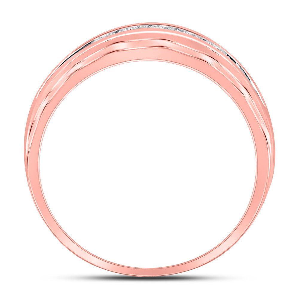 10K Rose Gold Mens Round Diamond Wedding Band Ring 1/4 Cttw, Mens Size: 7-13