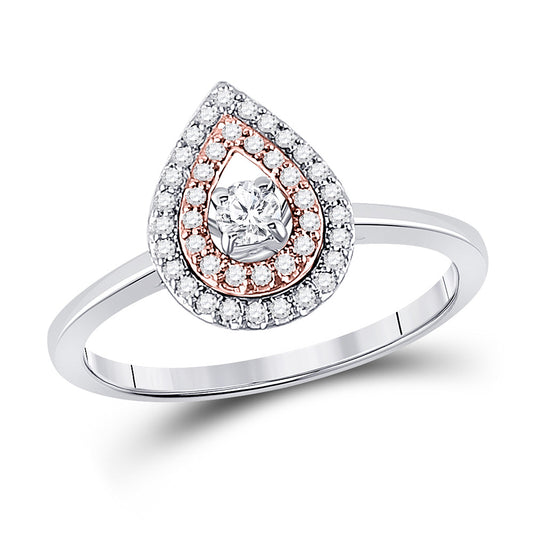 10K Two-tone Gold Womens Round Diamond Teardrop Solitaire Ring 1/4 Cttw, Womens Size: 5-10