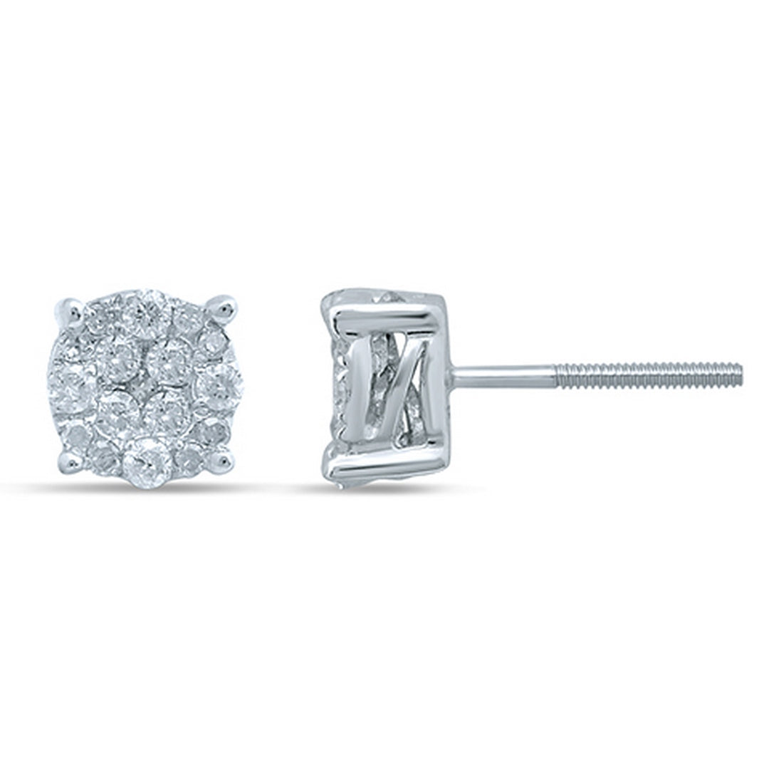 10K White Gold 0.25- 0.28 Cttw Diamond Super Flower Earring
