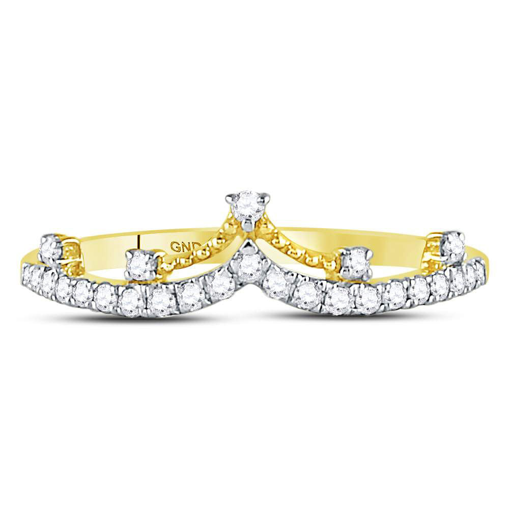 10K Yellow Or White Or Rose Gold Womens Round Diamond Crown Tiara Fashion Band Ring , Womens Size: 5-10