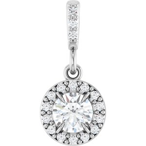14K White Gold Round 4.05Mm G-H Si1-Si2 1/3 Ctw Lab-Grown Diamond Halo-Style Pendant
