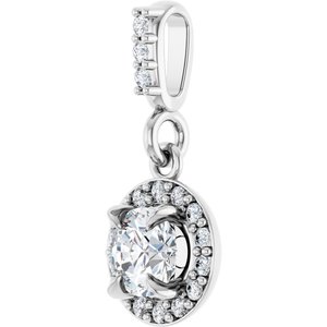 14K White Gold Round 4.05Mm G-H Si1-Si2 1/3 Ctw Lab-Grown Diamond Halo-Style Pendant