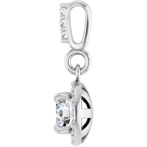 14K White Gold Round 4.05Mm G-H Si1-Si2 1/3 Ctw Lab-Grown Diamond Halo-Style Pendant