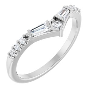 14K White Gold Tapered Baguette 3.5 X 2 X 1.5 Mm Polished 1/4 Ctw Natural Diamond Contour Band Size 7