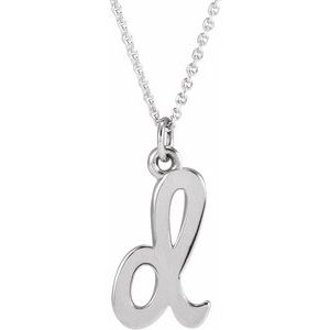 14K White Gold 16 In Polished Petite Initial Necklace
