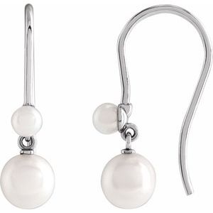 14K White Gold Pearl 5.5-6 Mm Cultured Pearl Earrings