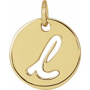 14K Yellow Or White Gold Or Sterling Silver 9.97 X 9.97 Mm Polished Script Initial Pendant
