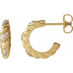 14K Yellow Gold Pair Round Shape 1Mm I1, Gh .07 Ctw Natural Diamond Dome Earrings, Length: 14 Mm, Thickness: 3.7 Mm