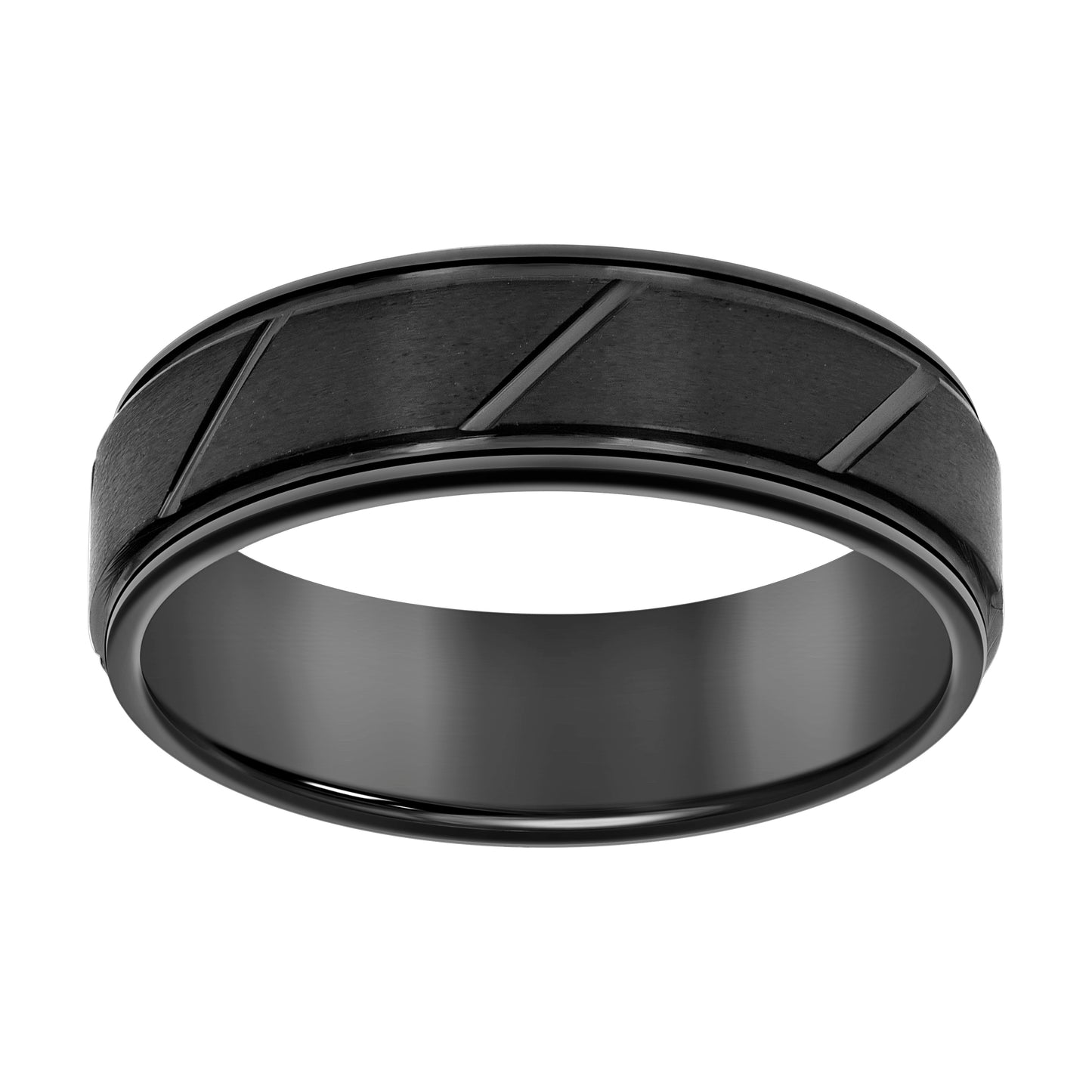Tungsten Black-tone Mens 8mm Grooved Comfort-fit Bridal Anniversary Engagement Wedding Band
