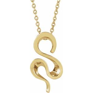 14K Yellow Gold 17.1 X 9.7 Mm 16-18 In Polished Freeform Necklace