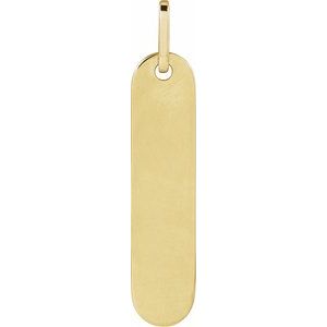 14K Yellow Gold 39 X 8 Mm Polished Engravable Bar Pendant