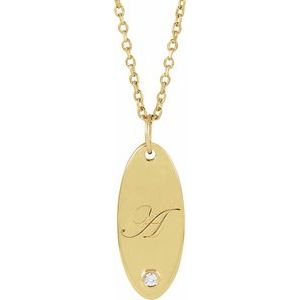 14K Yellow Gold Round 1.5Mm G-H I1 .015 Ct Natural Diamond Engravable Necklace, Length: 18 In