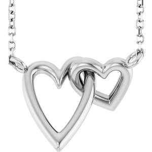 Sterling Silver 15.5 X 11.9 Mm 18 In Polished Interlocking Hearts Necklace