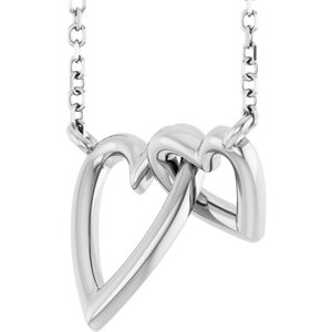 Sterling Silver 15.5 X 11.9 Mm 18 In Polished Interlocking Hearts Necklace