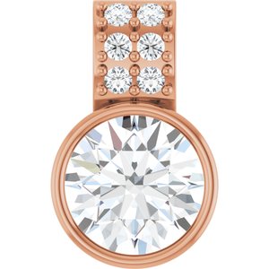 14K Rose Gold Round 6Mm G-H Si1-Si2 3/4 Ctw Lab-Grown Diamond Pendant