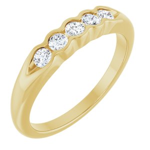 14K Yellow Gold Round 2.5 Mm 1/3 Ctw Natural Diamond Anniversary Band Size 7