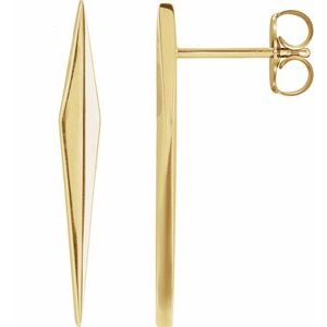 14K Yellow Gold 23 X 3 Mm Pair Friction Backs Polished Geometric Drop Earrings