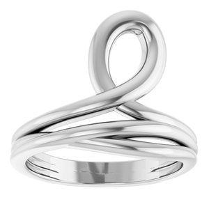 14K White Gold Polished Negative Space Freeform Ring Size 7