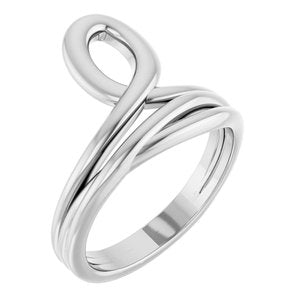 14K White Gold Polished Negative Space Freeform Ring Size 7