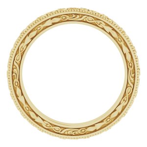 18K Yellow Or White Or Rose Gold Milgrain Floral Flat Band