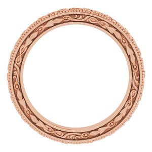 18K Yellow Or White Or Rose Gold Milgrain Floral Flat Band