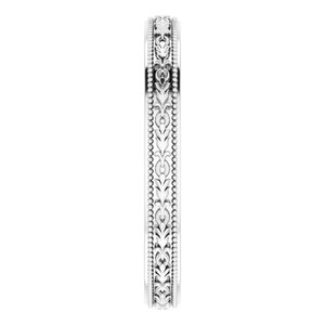Sterling Silver Milgrain Floral Flat Band
