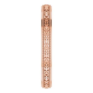 14K Yellow Or White Or Rose Gold Milgrain Floral Flat Band