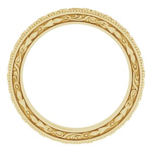 14K Yellow Or White Or Rose Gold Milgrain Floral Flat Band