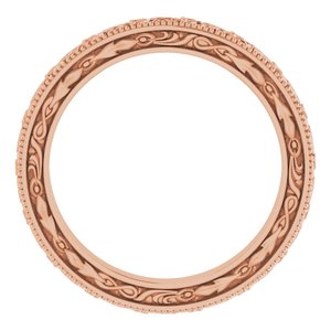 18K Yellow Or White Or Rose Gold Milgrain Floral Flat Band