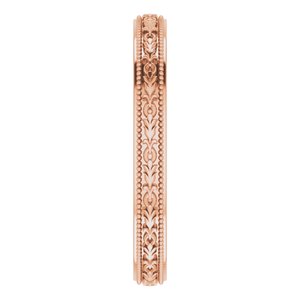 14K Yellow Or White Or Rose Gold Milgrain Floral Flat Band